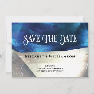 Modern Crystal Gemstenen Blue White Afstuderen Save The Date