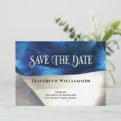 Modern Crystal Gemstenen Blue White Afstuderen Save The Date (Staand voorkant)
