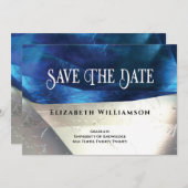 Modern Crystal Gemstenen Blue White Afstuderen Save The Date (Voorkant / Achterkant)