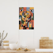 Modern Cubist Pickleball Paddle Ball Art Poster (Keuken)