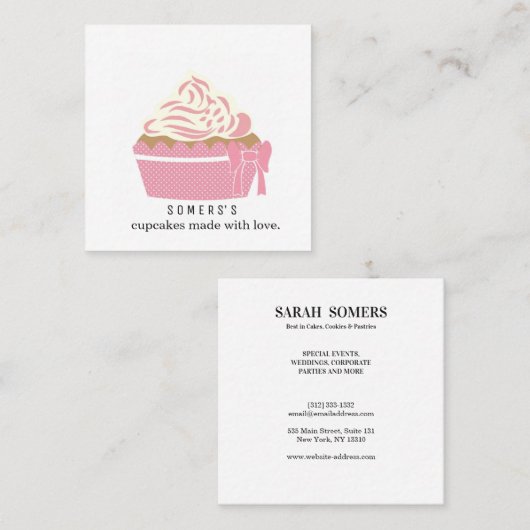 Modern Cupcake Baker Bakery Chef Catering Vierkante Visitekaartje (Voorkant / Achterkant)