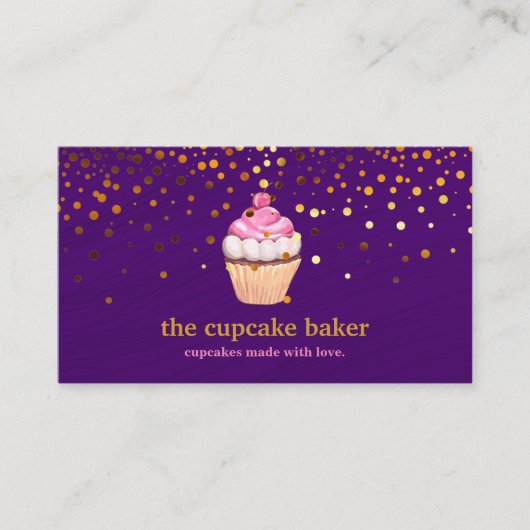 Modern Cupcake Logo Bakery Chef Catering Confetti  Visitekaartje (Voorkant)