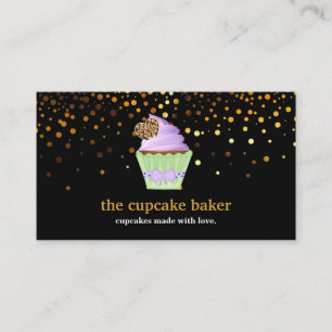 Modern Cupcake Logo Bakkerij Chef Catering Confett Visitekaartje