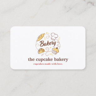 Modern Cupcake Logo Bakkerij Chef Catering Confett Visitekaartje