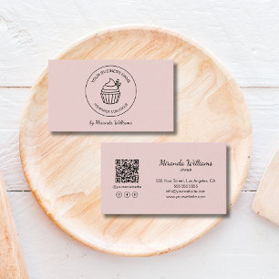 Modern Cupcake Logo Roze Bakkerij Visitekaartje