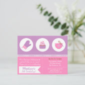 Modern Cupcake Paars Roze Baking Birthday Party Kaart (Staand voorkant)