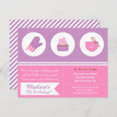 Modern Cupcake Paars Roze Baking Birthday Party Kaart (Voorkant / Achterkant)