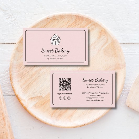 Modern Cupcake Pink Bakery Visitekaartje