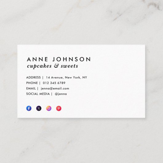 Modern Cupcake snoep Bakkerij Visitekaartje (Achterkant)