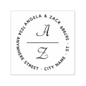 Modern Curly Script Koppel Initiaal Retouradres Zelfinktende Stempel (Design)