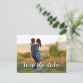 Modern Cursief Bewaar de datum Photo Design Aankondigingskaart (Staand voorkant)