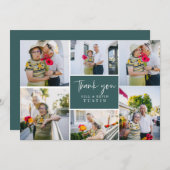 Modern Cursief handschrift bruiloft foto collage Bedankkaart (Voorkant / Achterkant)