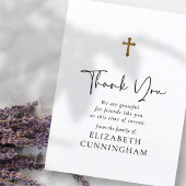 Modern cursief script Faux Gold Cross Memorial Briefkaart