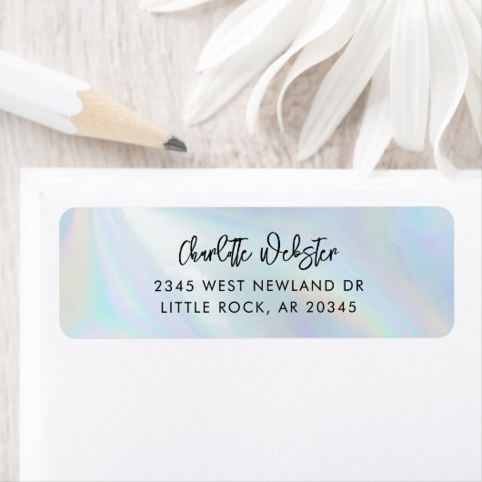 Modern Cursief Script iriserend retouradres Etiket (Insitu)