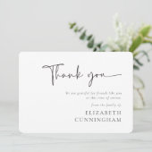 Modern cursief script Modern Elegant Chic Memorial Bedankkaart (Staand voorkant)