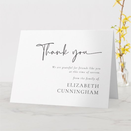 Modern cursief script Modern Elegant Chic Memorial Kaart (Gele Bloem)