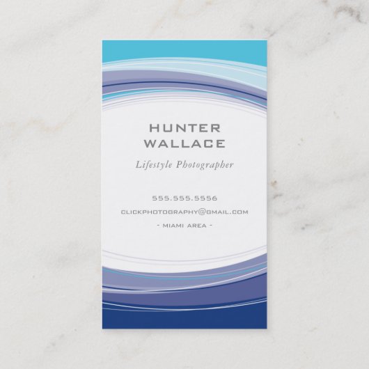 MODERN CURVE DESIGN minimale aqua navy blauw grijs Visitekaartje (Achterkant)