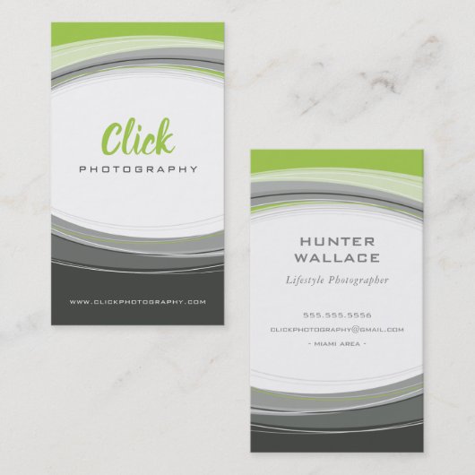 MODERN CURVE DESIGN Minimale kalk groen grijs Visitekaartje (Voorkant / Achterkant)