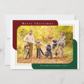 Modern Curved Photo Red en Green Kerstmis Feestdagenkaart (Voorkant)