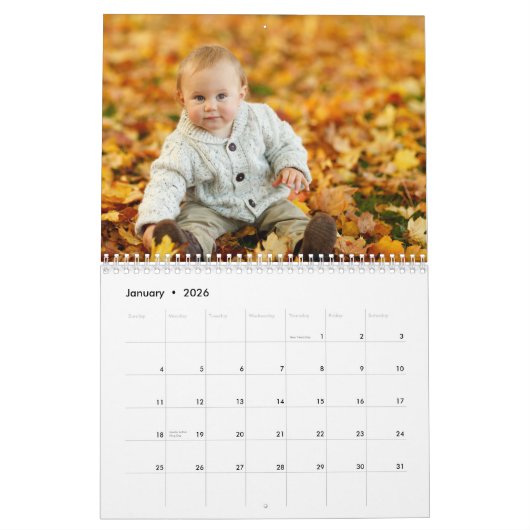 Modern Custom 15 Month Navy Blue Photo Kalender (Jan 2026)