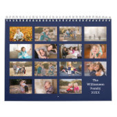 Modern Custom 15 Month Navy Blue Photo Kalender (Hoes)