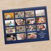 Modern Custom 15 Month Navy Blue Photo Kalender