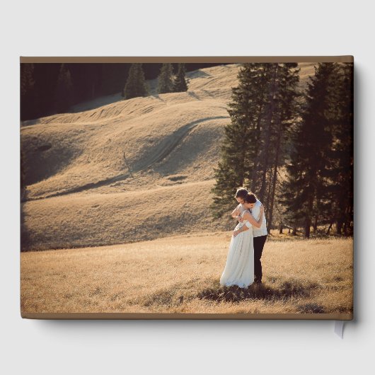 Modern Custom 2 foto bruiloft monogram Gastenboek (Achterkant)