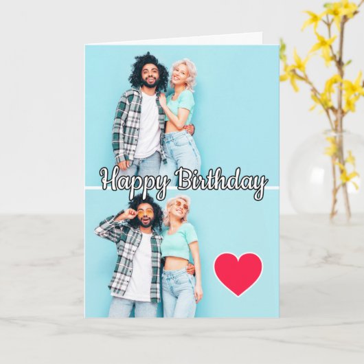 Modern Custom 2-foto's Sjabloon Happy Birthday (Gele Bloem)