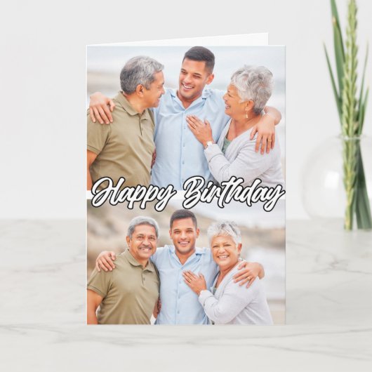 Modern Custom 2-foto's Sjabloon Happy Birthday (Voorkant)