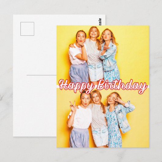 Modern Custom 2-foto's Sjabloon Happy Birthday Briefkaart (Voorkant / Achterkant)