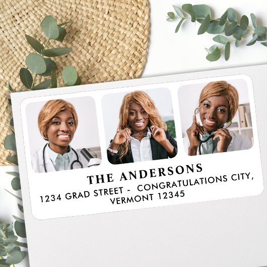 Modern Custom 3 Foto Afstuderen Retouradres Etiket