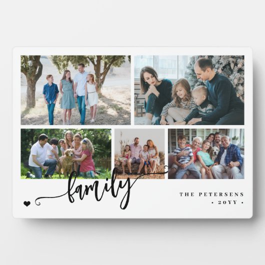 Modern custom 5 photo collage family  fotoplaat (voorkant)