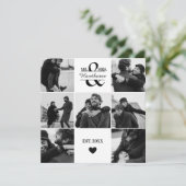 Modern custom 7 Couple Photos with Monogram Feestdagenkaart (Staand voorkant)