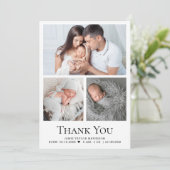 Modern Custom Baby 3 foto's Geboortestatistieken Bedankkaart (Staand voorkant)