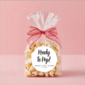 Modern Custom Baby Shower Black Text Popcorn Ronde Sticker
