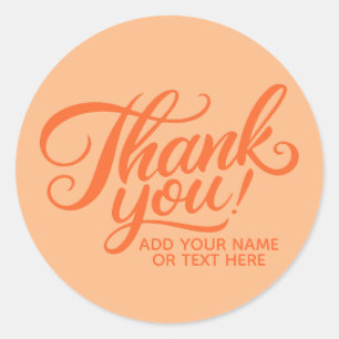 Modern Custom Bedankt Tekst Oranje Kleur Ronde Sticker