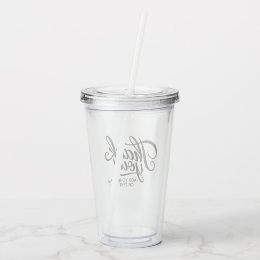 Modern Custom Bedankt Tekst Zwart & Wit Classic Acryl Drinkbeker (Achterkant)