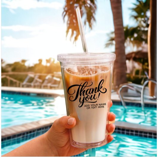 Modern Custom Bedankt Tekst Zwart & Wit Classic Acryl Drinkbeker