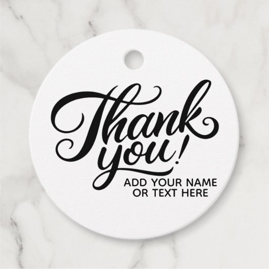 Modern Custom Bedankt Tekst Zwart & Wit Classic Bedankjes Labels (Voorkant)