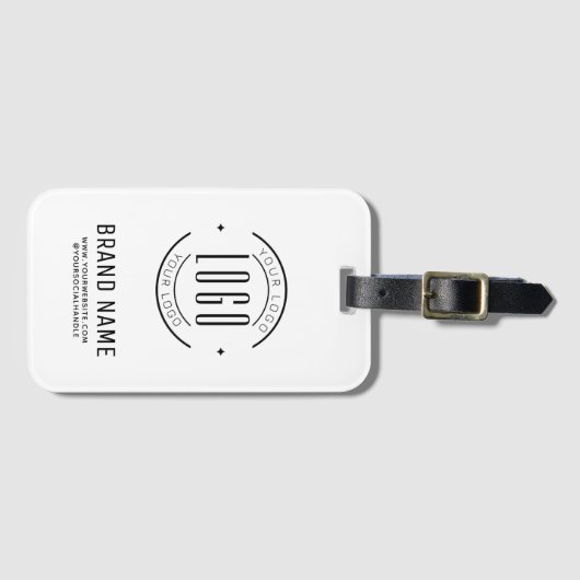 Modern custom bedrijf logo business branded bagagelabel (Voorkant (horizontaal))