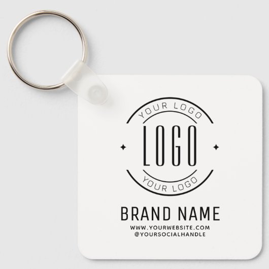 Modern custom bedrijf logo business branded sleutelhanger (Voorkant)