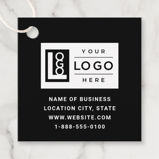 Modern Custom Black Business Logo and QR Code Bedankjes Labels (Voorkant)
