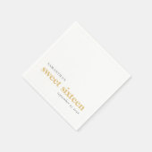 Modern Custom Black Gold Text Sweet 16 Name Date Servet (Hoek)