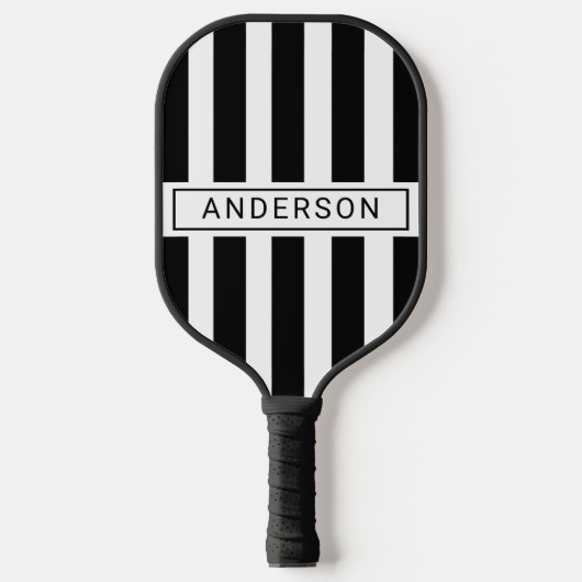 Modern Custom Black Stripe Personalized Pickleball Paddle (Voorkant)