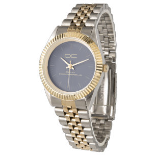 Modern Custom Blue Silver Gold Two-Tone Bracelet Horloge