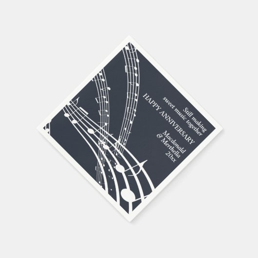 Modern Custom Blue SWEET MUSIC Happy Jubileum Servet (Hoek)