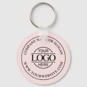 Modern Custom Blush Pink Business Logo Promotionel Sleutelhanger (Achterkant)