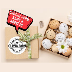 Modern Custom Boerderij Naam Egg Dealer Adres Ronde Sticker