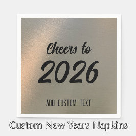 Modern Custom Brushed Metal 2026 New Years Party Servet