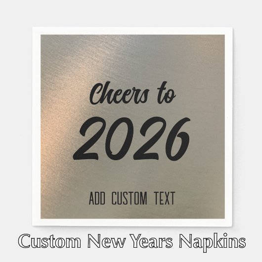 Modern Custom Brushed Metal 2026 New Years Party Servet